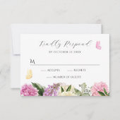 Florale vlinder RSVP kaartje (Voorkant)