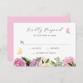 Florale vlinder RSVP kaartje