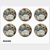  florale vlinder SPA Ronde Sticker (Vel)