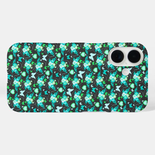 Florale vlinders & harten, jade iphone case (Achterkant (horizontaal))