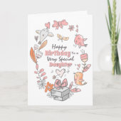 Florale vogel met een grillige verjaardag  kaart (Voorkant)