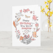 Florale vogel met een grillige verjaardag  kaart (Gele Bloem)