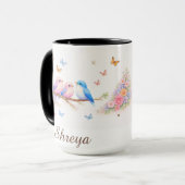 Florale Vogel Mok | Pastel Vlinder Esthetisch Cade (Voorkant links)