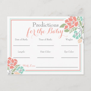 Florale voorspellingen voor Baby shower, Blauwgroe Uitnodiging Briefkaart