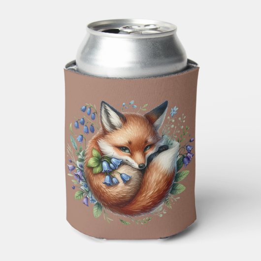 Florale Vos Botanische Bos Kunst Blikjeskoeler (Blikje Voorkant)