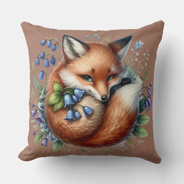 Florale Vos Botanische Bos Kunst Kussen (Voorkant)