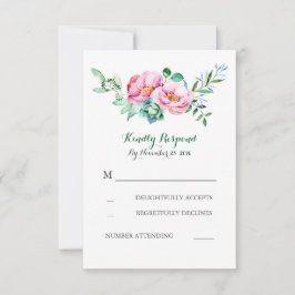 florale waterverf bouquet bruiloft rsvp kaartje