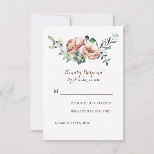 florale waterverf bouquet herfst iory bruiloft rsv RSVP kaartje (Voorkant)