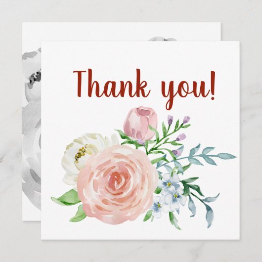 florale waterverf dank u het ontwerp bedankkaart (Voorkant / Achterkant)