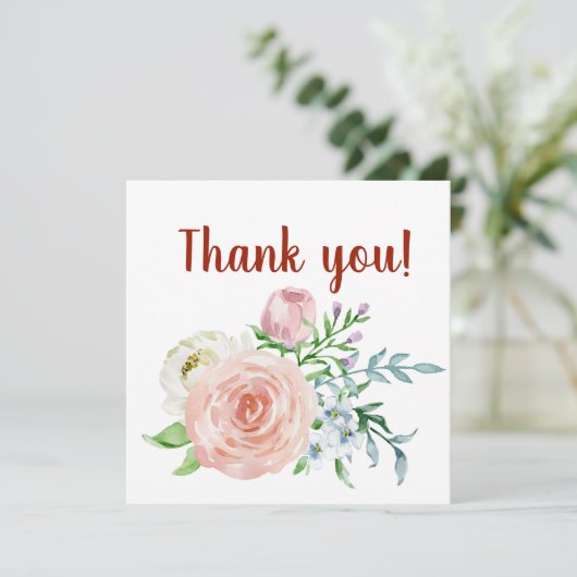 florale waterverf dank u het ontwerp bedankkaart (Staand voorkant)