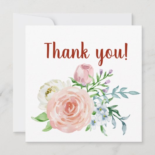 florale waterverf dank u het ontwerp bedankkaart (Voorkant)