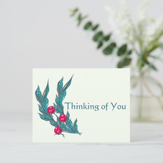 Florale waterverf Denk aan jou Feestdagenkaart (Staand voorkant)