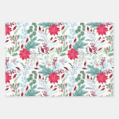  florale waterverf glitter red poinsettia inpakpapier vel (Voorkant)
