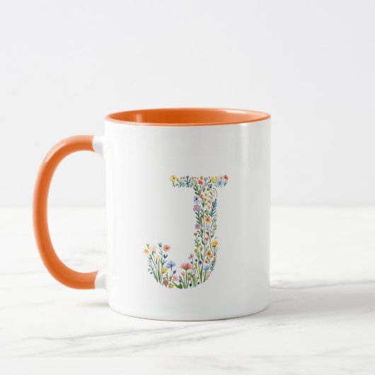 Florale Waterverf Letter J Monogram Beker Mok (Links)