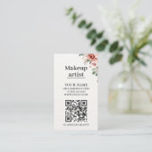 Florale Waterverf Make-up Artiest QR Code Visitekaartje (Staand voorkant)