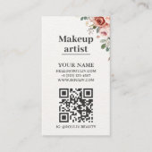 Florale Waterverf Make-up Artiest QR Code Visitekaartje (Voorkant)