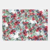 Florale waterverf met pleisterblauwe rode kerst inpakpapier vel (Voorkant)