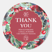 florale waterverf met rood blauw dank ronde sticker (Voorkant)