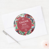 florale waterverf met rood blauw dank ronde sticker (Envelop)
