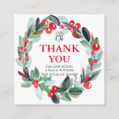 florale waterverf met roodrood blauw dank vierkante visitekaartje (Voorkant)