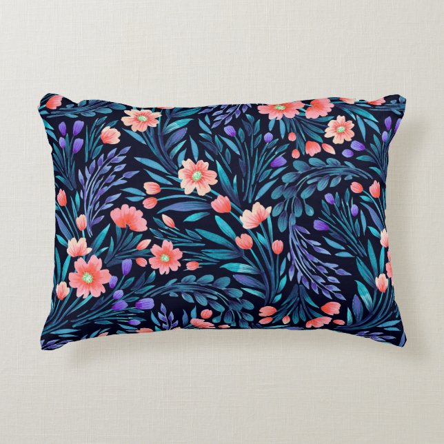 Florale waterverf naadloos. accent kussen (Voorkant)