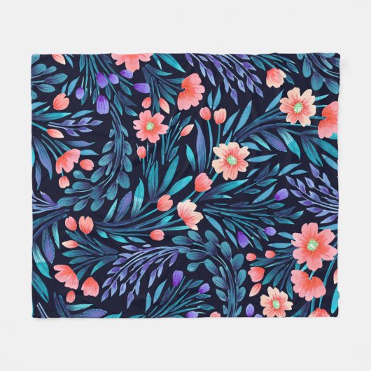 Florale waterverf naadloos. fleece deken (Voorkant (Horizontaal))