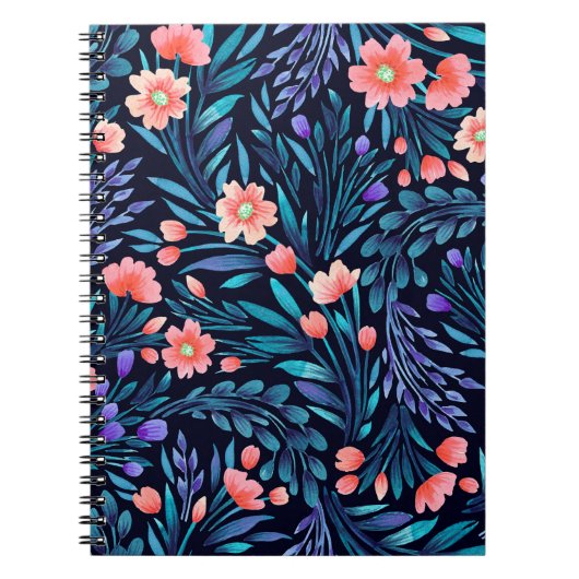 Florale waterverf naadloos. notitieboek (Voorkant)