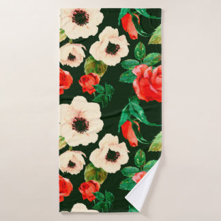 Florale waterverf naadloos. Witte papaver Badhanddoek