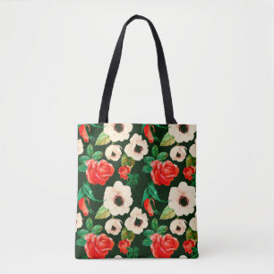 Florale waterverf naadloos. Witte papaver Tote Bag