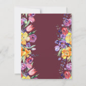 Florale Waterverf over Bourgogne Save the Date Aankondiging (Achterkant)