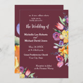 Florale Waterverf over de uitnodiging tot het huwe (Voorkant / Achterkant)