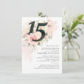 Florale Waterverf Quinceanera 15e verjaardag Kaart (Staand voorkant)