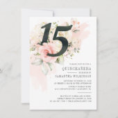 Florale Waterverf Quinceanera 15e verjaardag Kaart (Voorkant)