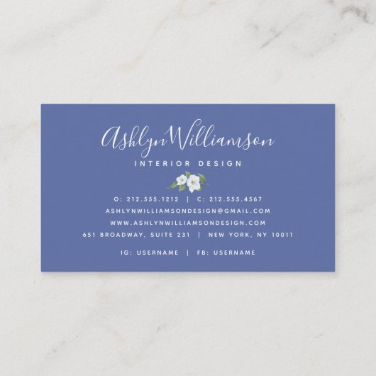  florale waterverf script visitekaartje (Achterkant)