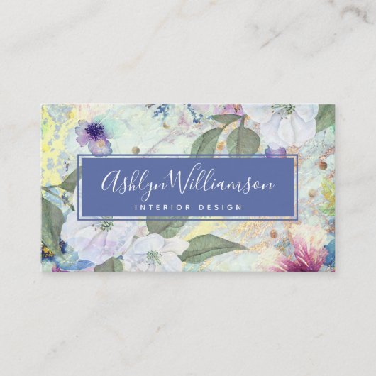 florale waterverf script visitekaartje (Voorkant)