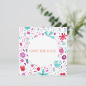 Florale Waterverf Sla de datum op Kaart (Staand voorkant)