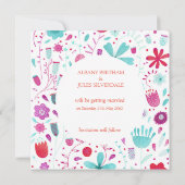 Florale Waterverf Sla de datum op Kaart (Achterkant)