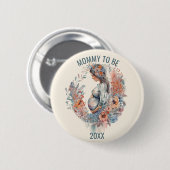 Florale Waterverf verwacht dat mama wordt Ronde Button 5,7 Cm (Voorkant /achterkant)