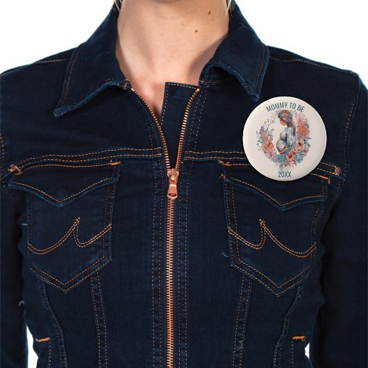 Florale Waterverf verwacht dat mama wordt Ronde Button 5,7 Cm