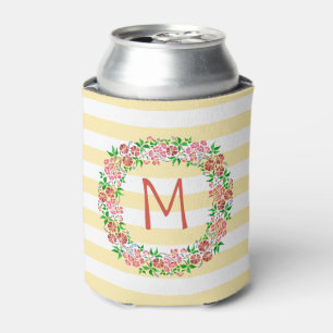 Florale Waterverf Wreatpes   Monogram Blikjeskoeler