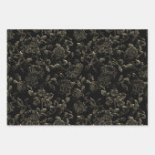 Florale wijn met zwarte & Bronze Gold Moonlit Inpakpapier Vel (Voorkant 2)