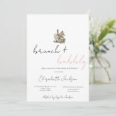 Florale Wijn Set Glitters Bruidsdiner Kaart (Staand voorkant)
