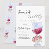 Florale wijnglas brunch & bubbels kaart (Voorkant / Achterkant)