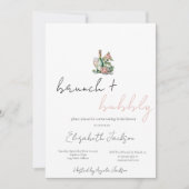 Florale wijnset brunch & bubbels bruidsdiner  kaart (Voorkant)