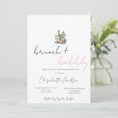 Florale wijnset brunch & bubbels bruidsdiner  kaart (Staand voorkant)