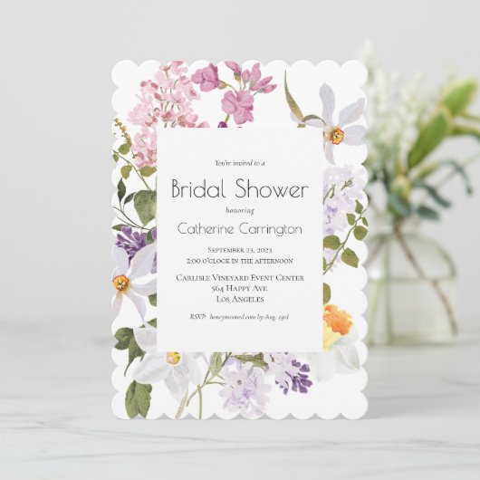 Florale wilde bloemen Bridal Shower Invitations Kaart (Staand voorkant)