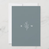 Florale wilde bloemen op Monogram Blue Wedding Kaart (Achterkant)