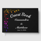 Florale zegens in Neon Black Guest Book Gastenboek (Voorkant)