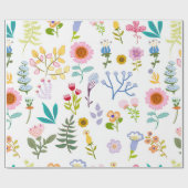 florale zomer botanische achtergrond cadeaupapier (Vlak)