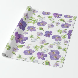 florale zomer botanische achtergrond van lila wate cadeaupapier